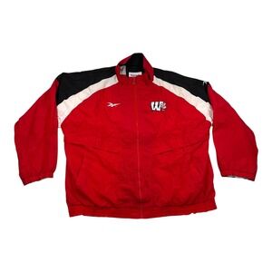 Wisconsin Badgers Basketball Jacket Mens 2XL Red Reebok Full Zip Windbreaker
